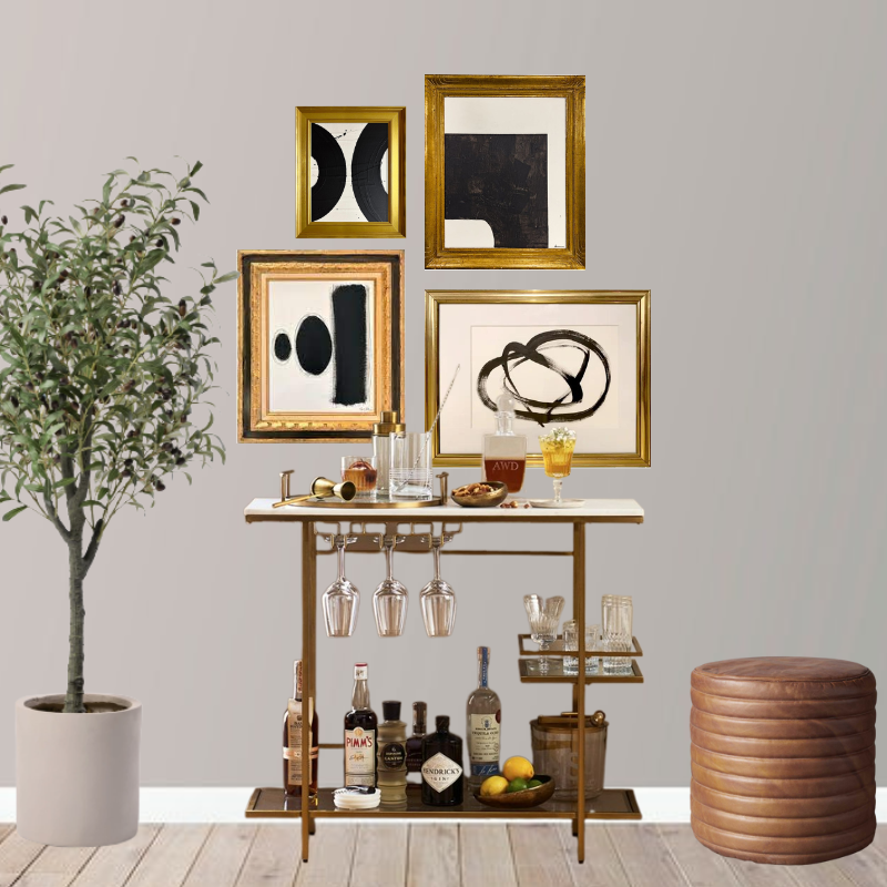 how-to-style-bar-cart-with-a-gallery-wall