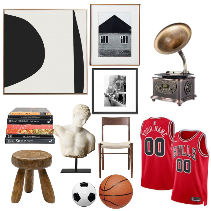 an-interior-design-Mood-board-for-a-bachelor-pad-with-sport-items