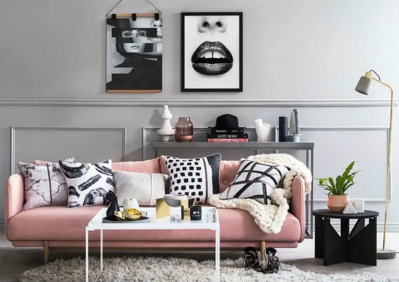 Nordic-living-room-with-grey-and-pink