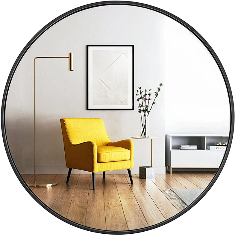 Mirror Placement Ideas for Your Living Room-round-mirror