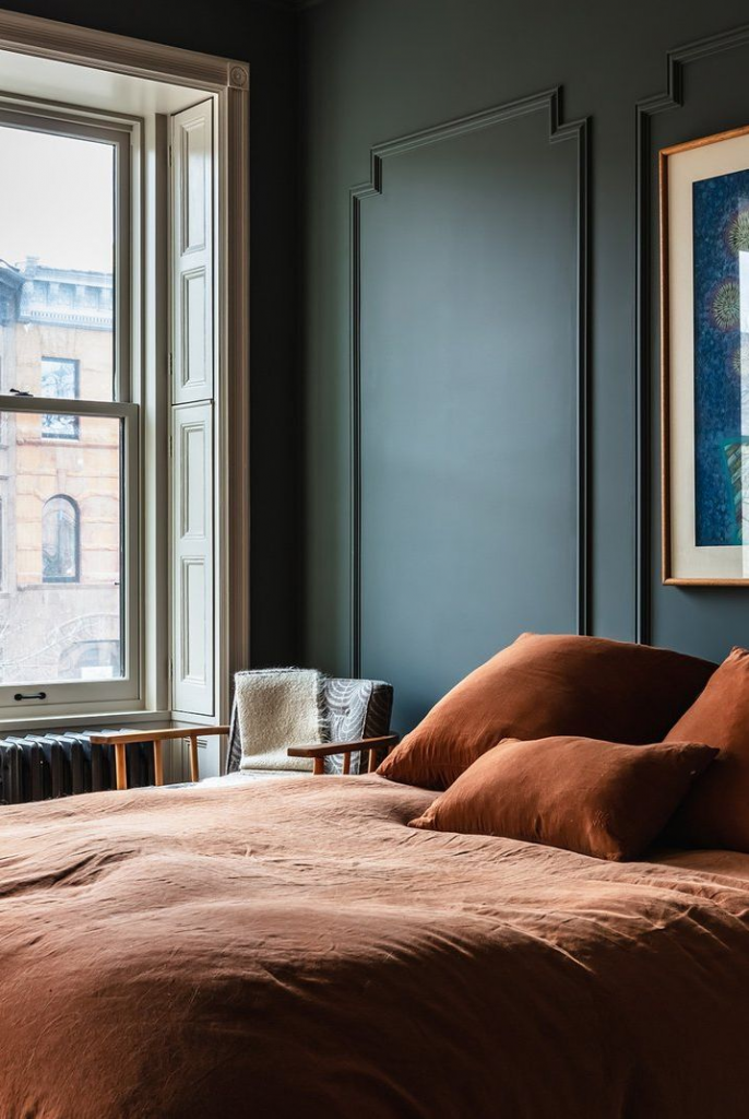 extra-cozy-bedroom-with-dark-wall-colors