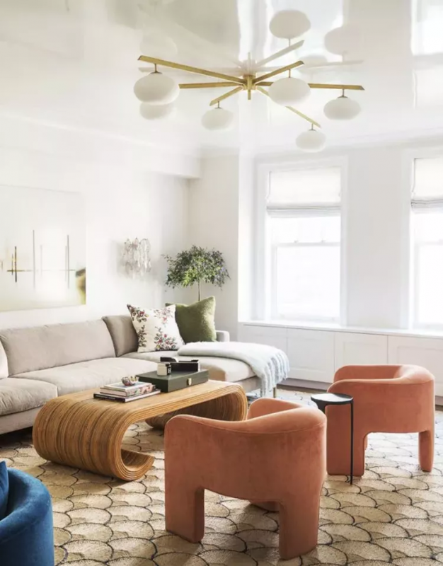 orange-boucle-armchairs-living-room