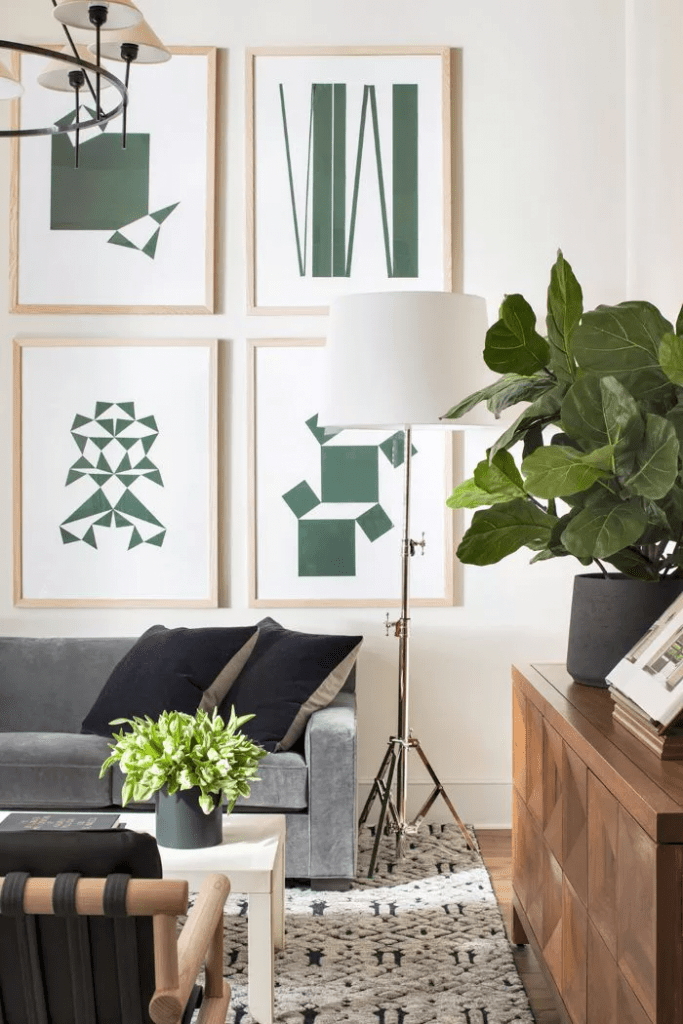 green-artwork-wall-gallery-modern-living-room