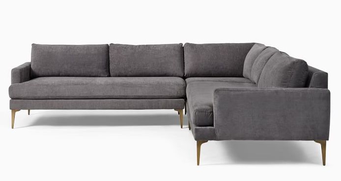 L-Shape style sofa in grey upholstery 
