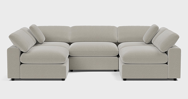 Sofa-U-shape style sofa in grey velvet fabric