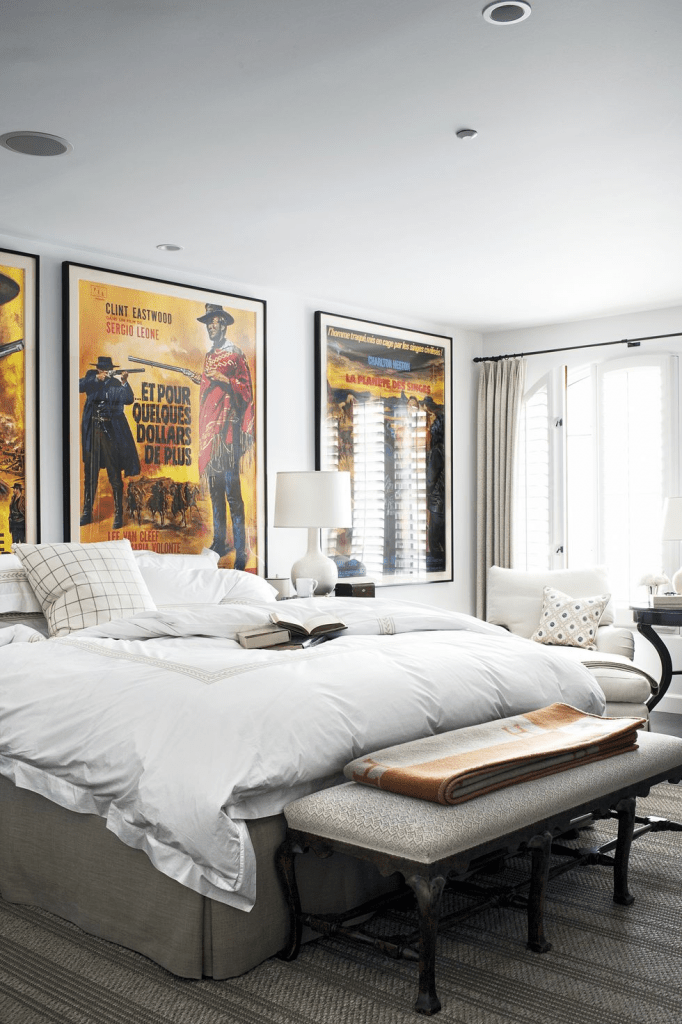 cozy-bedroom-with-a-personal-touch-vintage-wall-posters