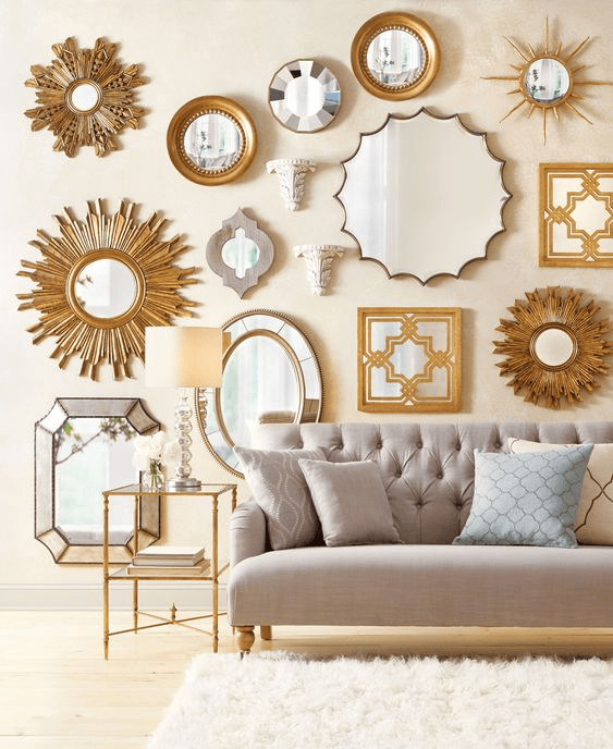 How-to-Decorate-Blank-Walls-for-Renters-mirror-gallery-wall
