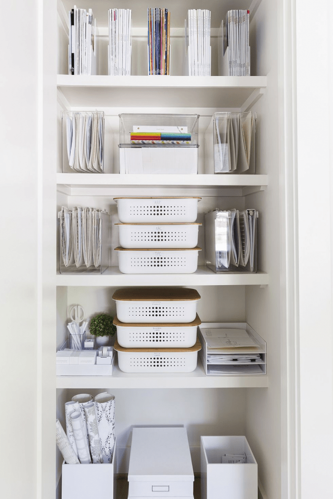 How-to-Reduce-Visual-Clutter-in-Your-Home-in-5-Easy-Steps-use-bins-to-declutter-and-stay-organized